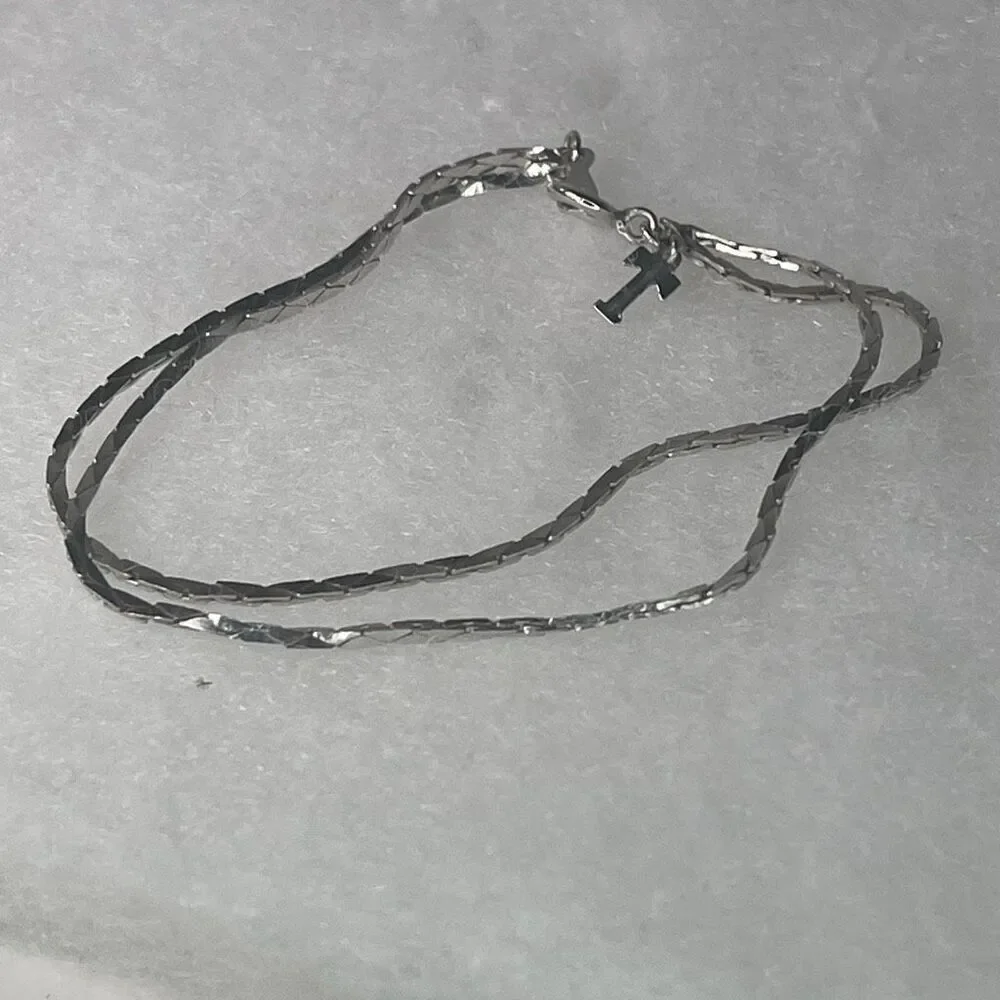 Vintage Trifari double chain silver tone bracelet.